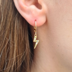 Bolt Huggie Hoop Earrings - Gold